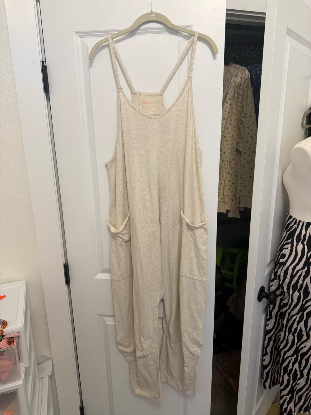 FP Movement Free People Cream Strappy Jumpsuit M